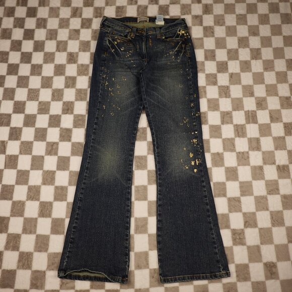 Next Jeans metallic gold paint splatters  US Size 4/6,  uk 10 - Picture 1 of 12